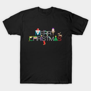 Decorated Merry Christmas Typography T-Shirt